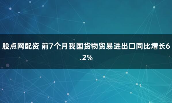 股点网配资 前7个月我国货物贸易进出口同比增长6.2%